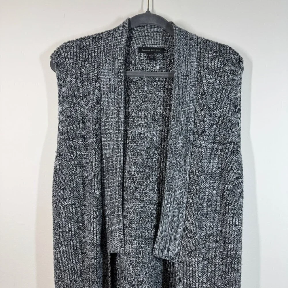 Banana Republic Knitted Gray Open Front Cardigan Merino Wool Blend Size Medium - Picture 2 of 13